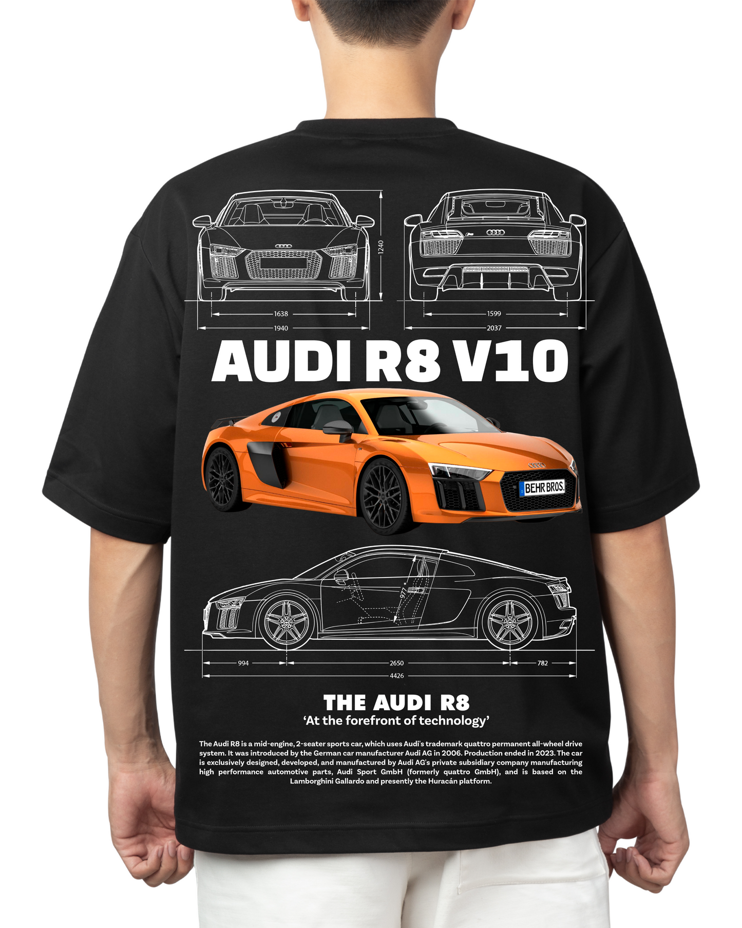 "Audi R8 V10 Blueprint" T-shirt