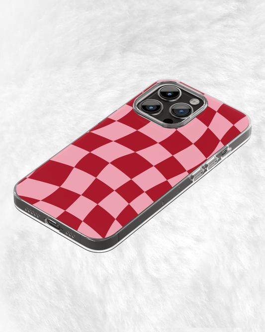 Wavy Red & Pink Checkerboard Case