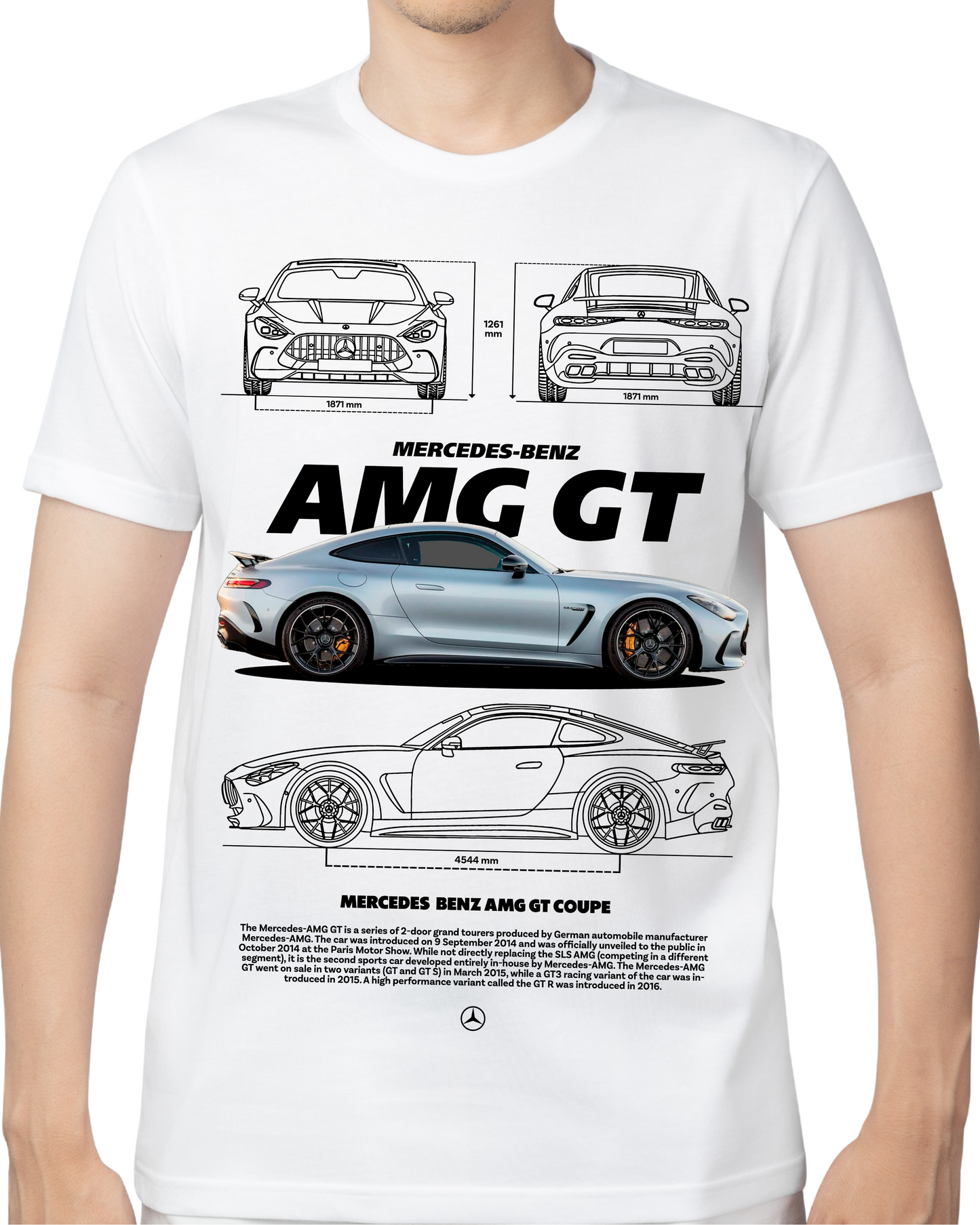 "Mercedes-Benz AMG GT Coupe Blueprint" T-shirt