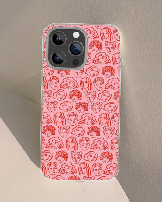 Minimalist Faces Red & Pink Case
