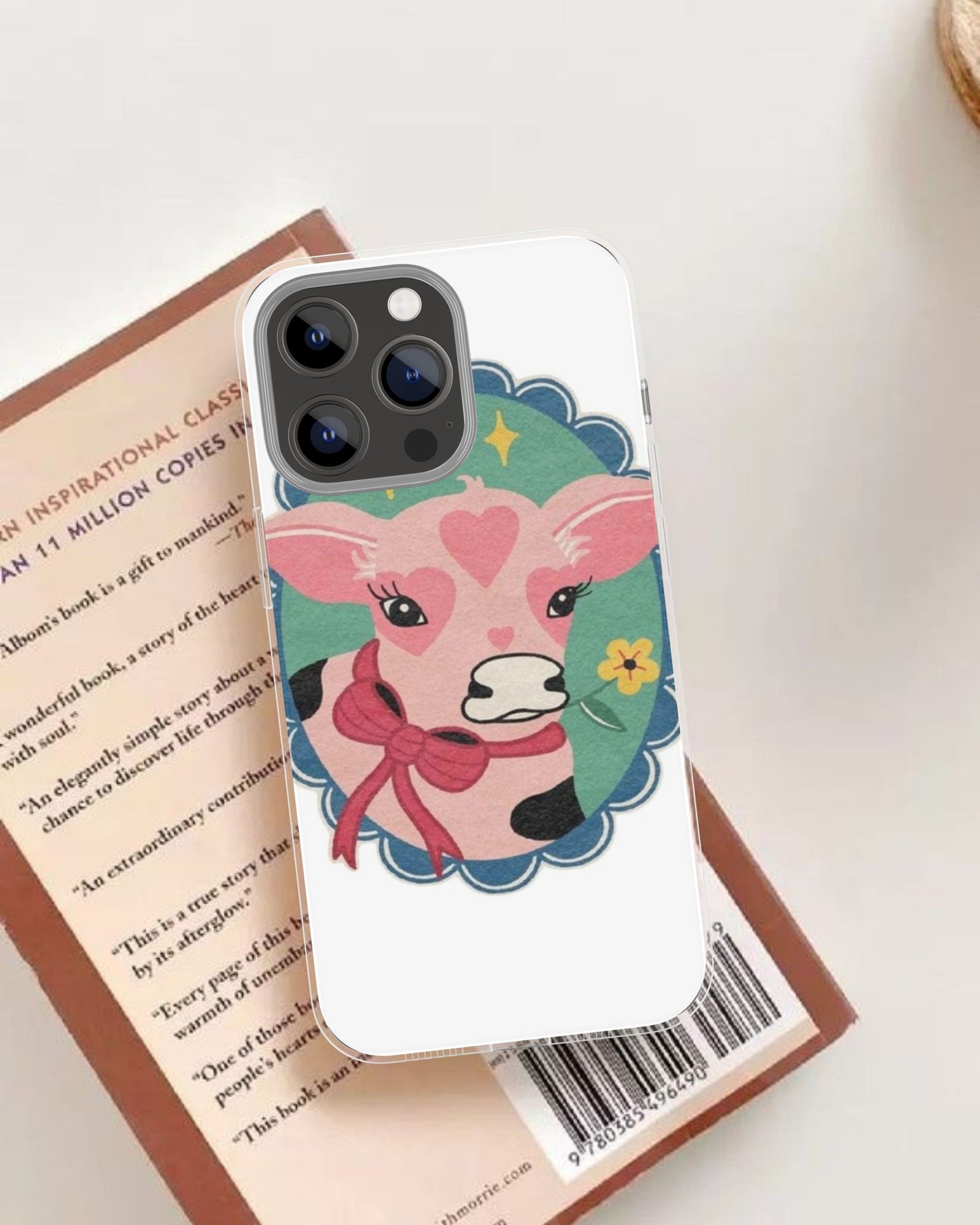 "Vintage Aesthetic Pink Cow Phone Case"
